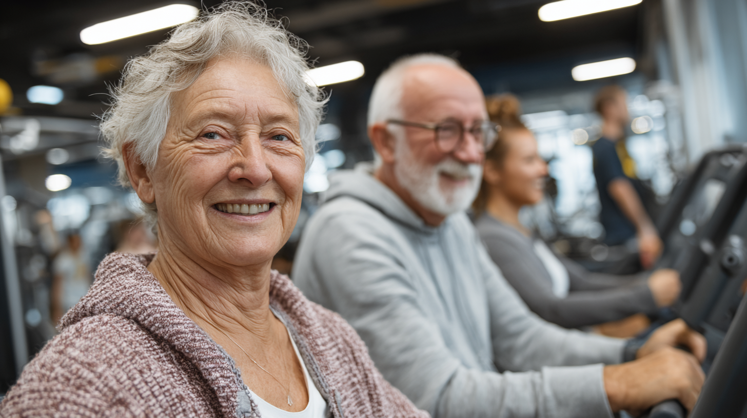 Senior v prírode cvičí jemné protahování